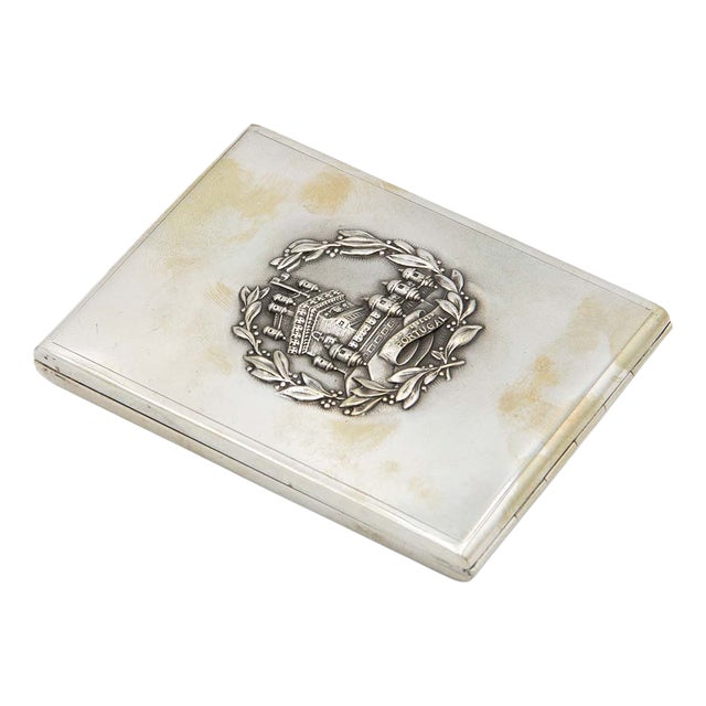 Rectangular Silver Cigarette Case with Low Reliefs For Sale