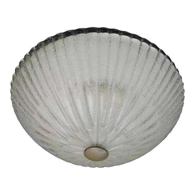 1960s Italian Clear Graniglia Murano Glass Flush Mount For Sale