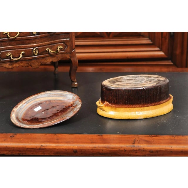 Rustic French 19th Century Covered Pâté Terrine with Brown and Gold Glaze For Sale In Atlanta - Image 6 of 12