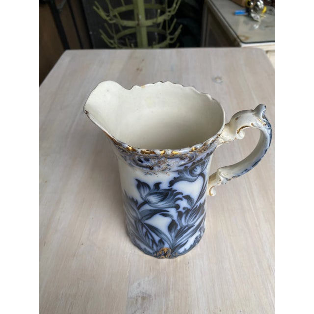 Antique Late 19th Century Black and White Porcelain Pitcher For Sale - Image 4 of 9