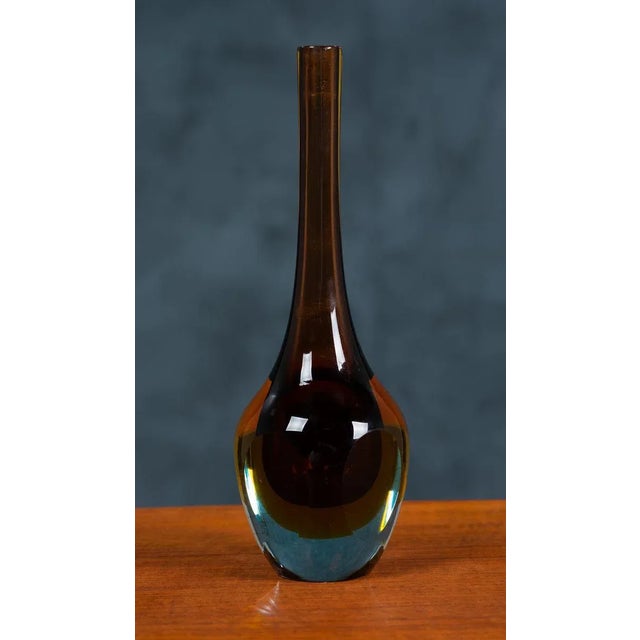 1960s Mid-Century Murano Brown & Orange Vase For Sale - Image 5 of 5