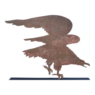 Extra Large 19th Century Eagle Silhouette Copper-Washed Iron Weathervane For Sale