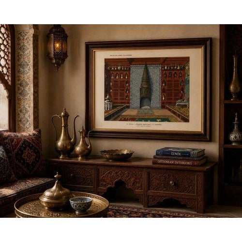 Henry-René dAllemagne, Ottoman Interior with Monumental Iznik Fireplace, ca.1900 For Sale - Image 6 of 10