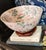 Mid 20th Century Large Chinese Famille Rose Porcelain Bowl With Birds, Lotus & Butterflies on Carved Wood Stand For Sale In Dallas - Image 6 of 13