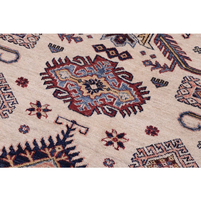 Boho Chic Super Kazak Beige/Red Wool Rug - 12'0'' X 16'0'' For Sale - Image 4 of 10