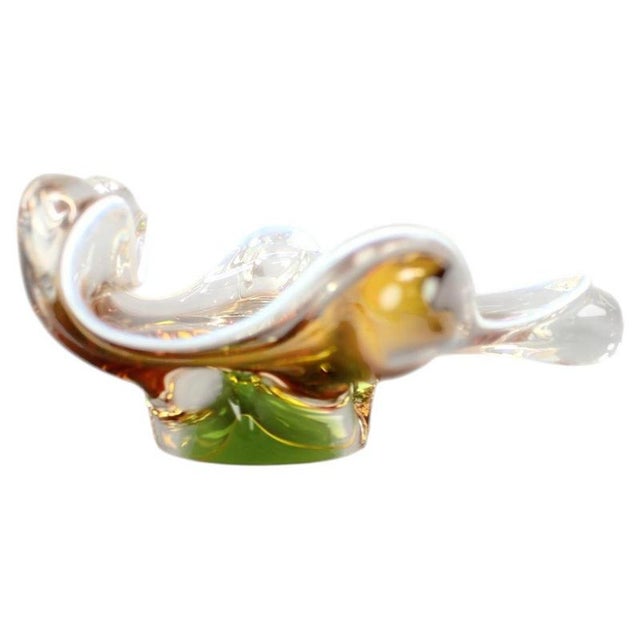 Beautiful sculptural art glass bowl designed by Josef Hospodka and produced in Czechoslovakia during the 1960s. The bowl...