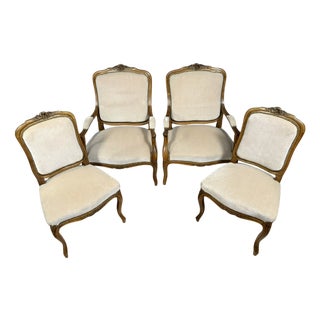 Louis XV Style Chairs in Molded and Carved Wood, 1900s, Set of 4 For Sale