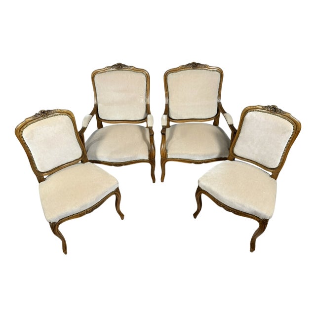Louis XV Style Chairs in Molded and Carved Wood, 1900s, Set of 4 For Sale