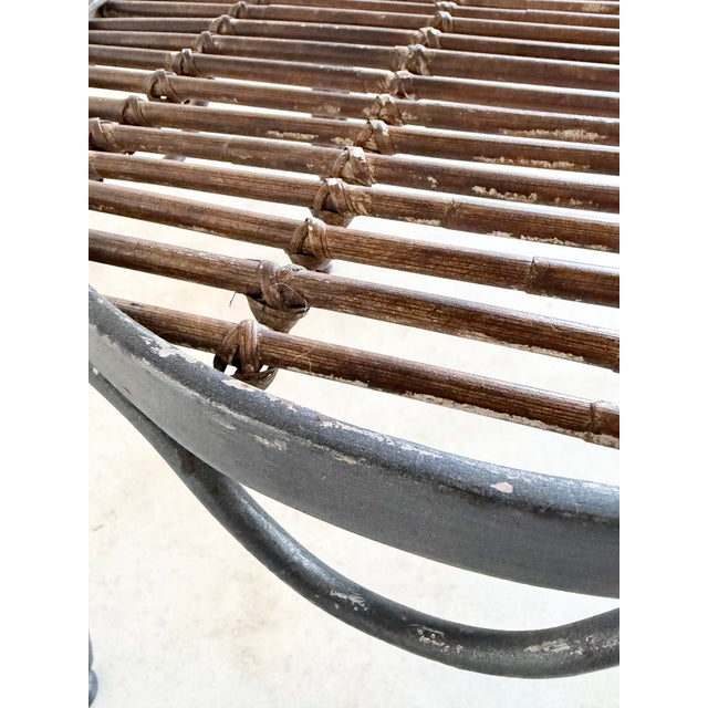 Round Breccia Botticelli Marble Top on Iron Frame Table Inset With Woven Wicker For Sale - Image 13 of 16