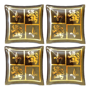 Georges Briard Style French Heraldry Glass Trays / Ashtrays