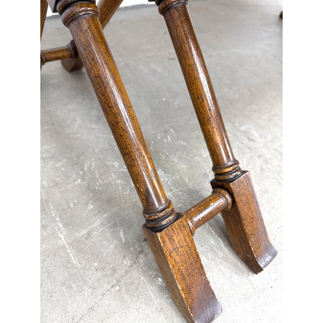 Vintage Brandt Campaign Style X-Base Writing Desk With Brass Details For Sale - Image 9 of 14