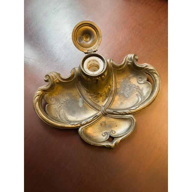 Napoleon III Rococo Inkwell from Gilt Brass, 1800s For Sale - Image 5 of 10