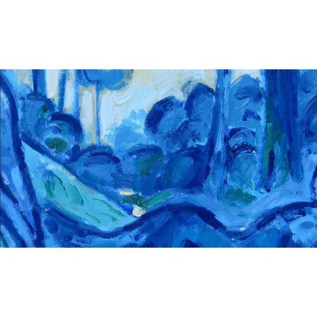 Abstract Between Worlds - Original Oil Painting Blue Toned Series For Sale - Image 3 of 8