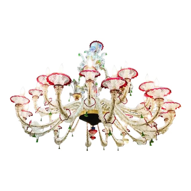 Monumental Multi Colored Murano Glass Chandelier For Sale