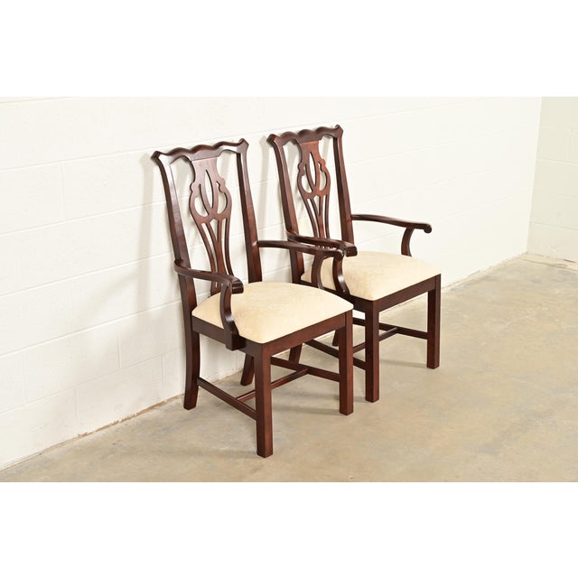 Thomasville Thomasville Georgian Carved Mahogany Armchairs, Pair For Sale - Image 4 of 13