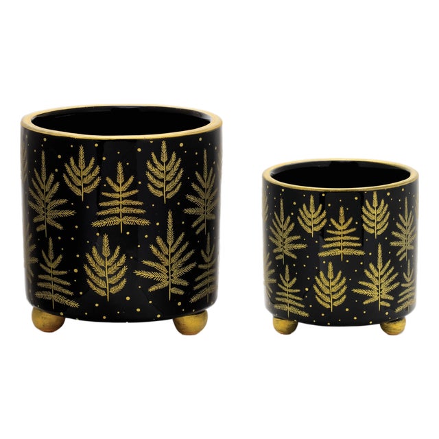 Footed Pine Tree Planter (Set of 2) For Sale