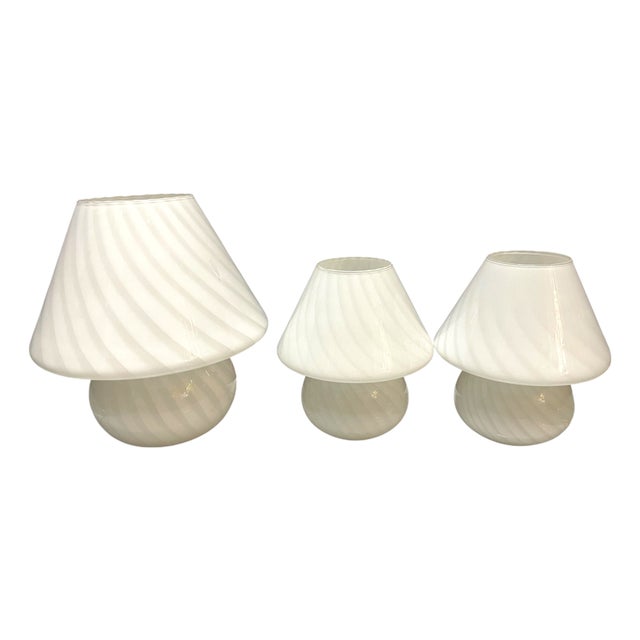 Murano Glass Mushroom Table Lamps by Paolo Venini, 1970s, Set of 3 For Sale