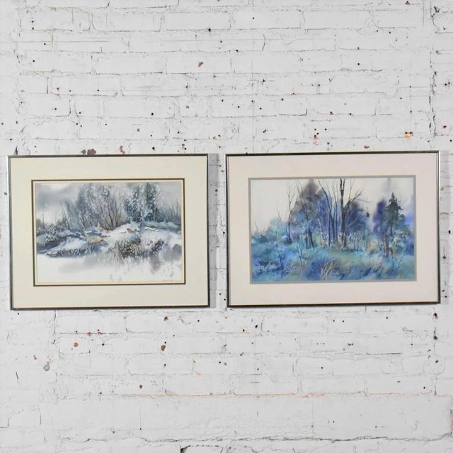 Vintage Watercolor Winter Landscape Paintings by Dorothy M. Reece Kordash - a Pair For Sale - Image 13 of 13