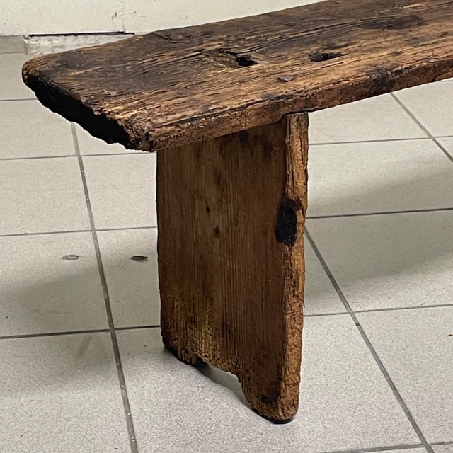 20th Century Folk Art Rustic Italian Wooden Benches, 1890s, Set of 2 For Sale - Image 6 of 18