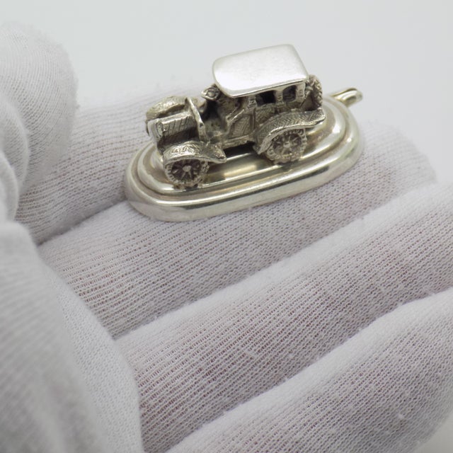Italian Vintage Italian Handmade Genuine Silver Car Shaped Table Place Holder, Made in Florence (Tuscany) For Sale - Image 3 of 11