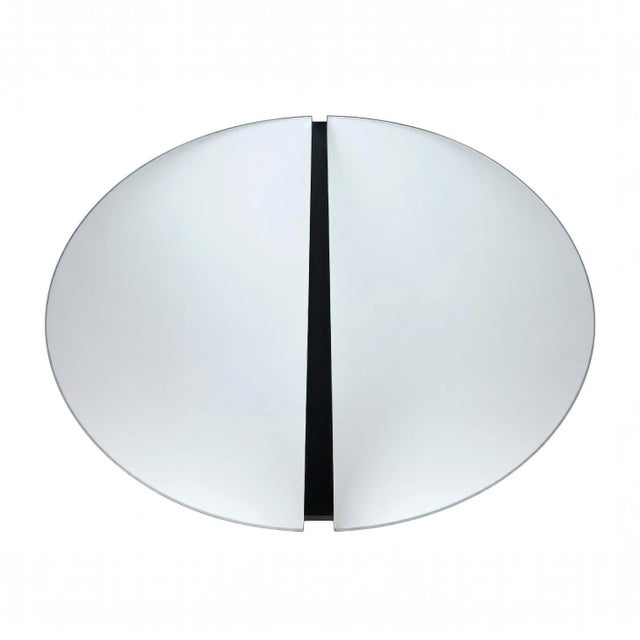 Modern Minimalist Split Circle Wall Mirror With Black Center For Sale - Image 4 of 11