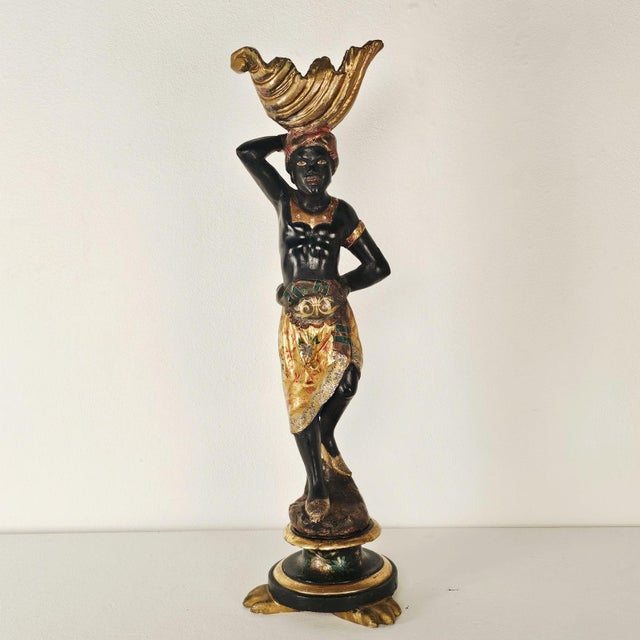 Pair of Venetian Blackamoor Figurines, Italy Circa 1920 For Sale - Image 11 of 14