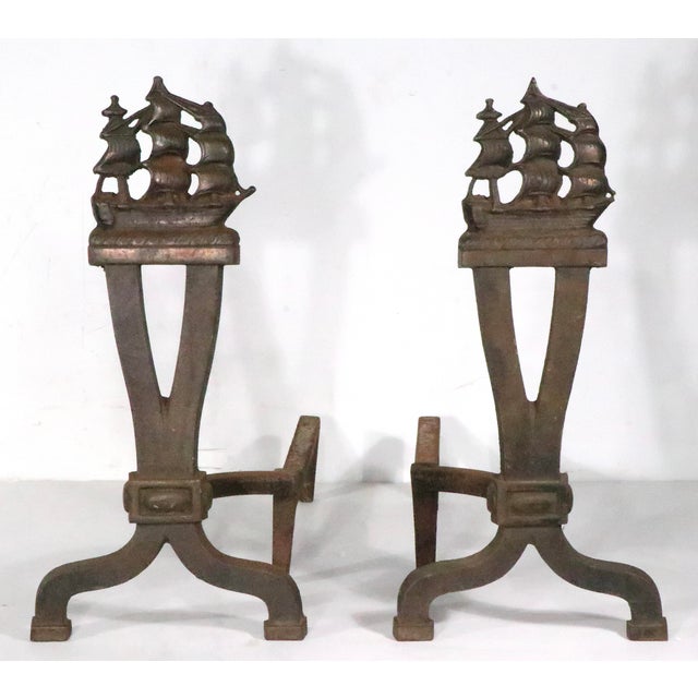 Pr. Vintage Clipper Ship Andirons For Sale - Image 15 of 15