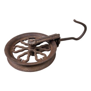 Antique Meiji Era Metal Pulley, Japan, 1890s For Sale