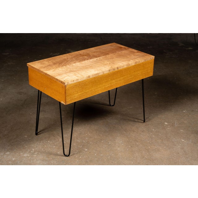 Mid-Century Modern Vintage Oak Card Catalog on Hairpin Legs For Sale - Image 3 of 9