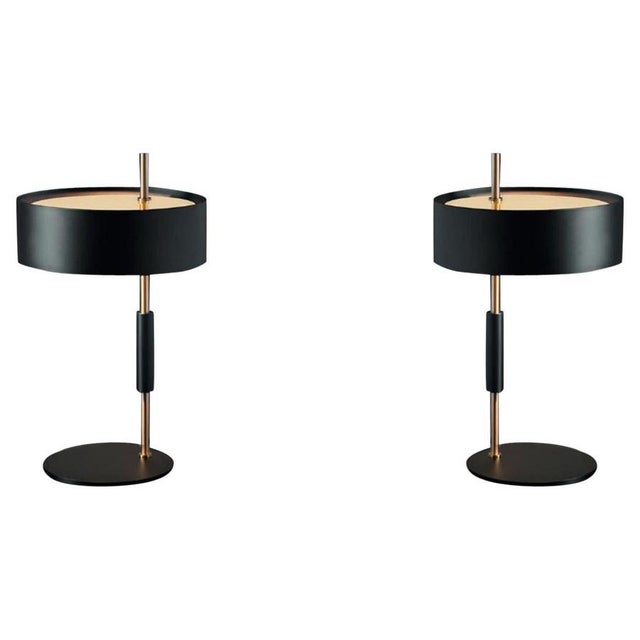 Satin Gold & Black Table Lamps by Ostuni e Forti for Oluce, 1953, Set of 2 For Sale - Image 14 of 14