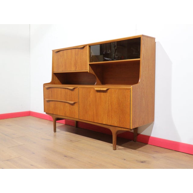 Mid Century Modern Vintage Teak Highboard Credenza Sideboard by S Form Danish Style For Sale - Image 4 of 15