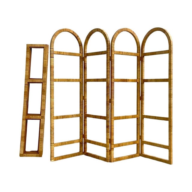 Mid-Century Modern Vintage Coastal Rattan Wrapped Etagere For Sale - Image 3 of 10