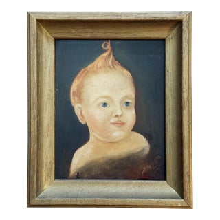 Signed Oil Portrait of Child by Strelecki, Early 20th Century For Sale