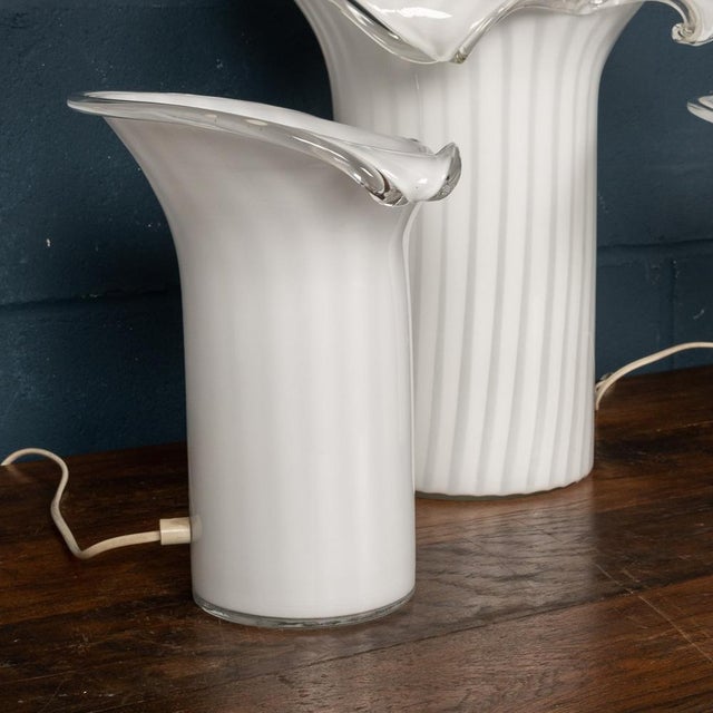 Italian Murano Glass Table Lamps, 1980, Set of 3 For Sale - Image 7 of 12
