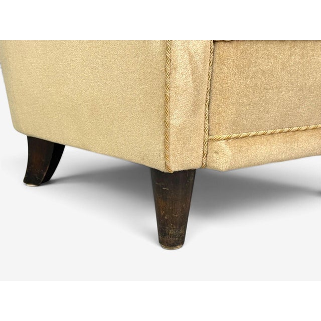 Finnish Modern, Wingback Chairs, Beige Velvet, Wood, Finland, 1950s For Sale - Image 9 of 12