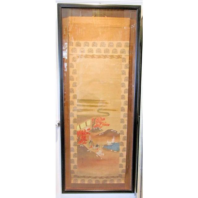 Pair of Large Antique Japanese Scrolls Signed Toso Mitsunori in Custom Frames For Sale - Image 4 of 14
