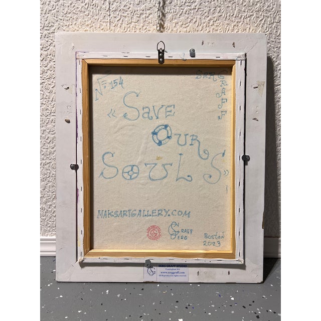 Original Painting on Canvas, Abstract by Serg Graff, "Save Our Souls", Coa For Sale - Image 4 of 12