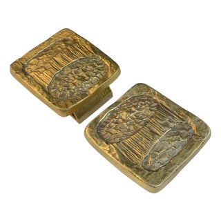 Brutalist Bright Bronze Push and Pull Double Door Handles from Alpan, 1970s, Set of 2 For Sale