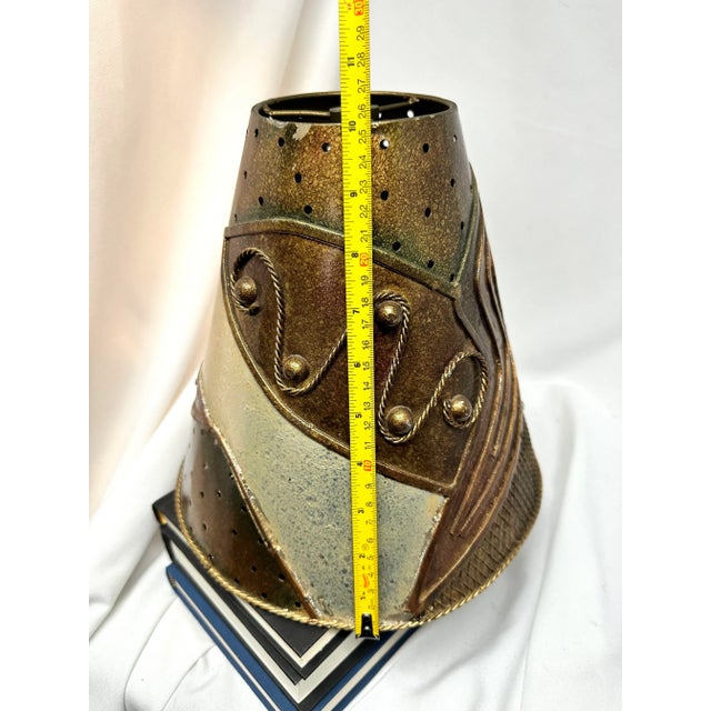 1990s Postmodern Leeazanne Metallic Black Spiked Table Lamp With Artisan Shade For Sale - Image 9 of 11