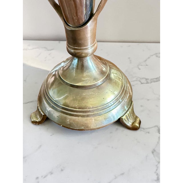 Vintage Two Tone Candlesticks-Silver Plate-Copper-Brass-Pair-Metal-Taper Holders For Sale - Image 10 of 11
