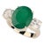 Statement Dinner Ring of Brazilian Emerald & Genuine Zircons in Silver Size 7 For Sale