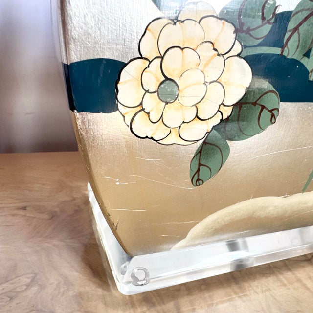 Gold Vintage Chinoiserie Hand Painted Table Lamp For Sale - Image 8 of 9