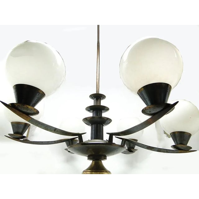 Art Deco Ceiling Lamp,, Czechoslovakia, 1950s, in Good conditions. Designed 1950 to 1959 European Plug (up to 250V).The...