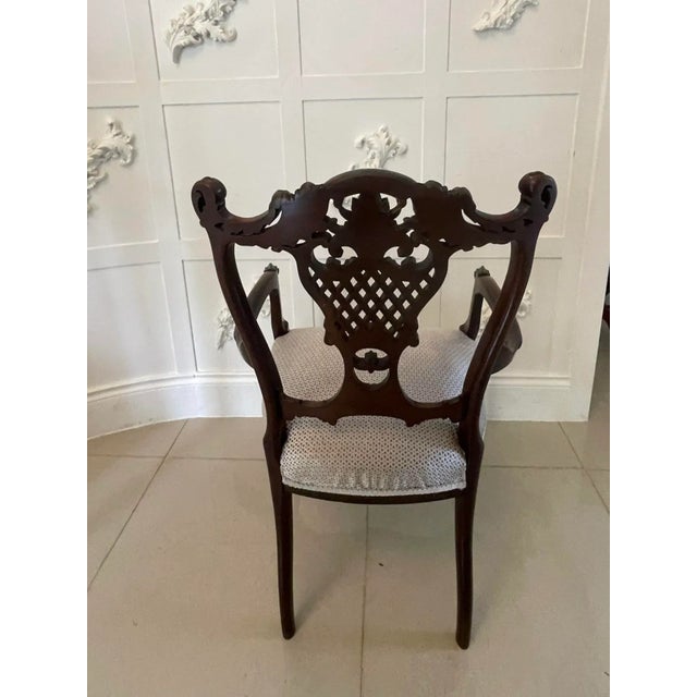 Antique Victorian Mahogany Carved Elbow Chair, 1860 For Sale - Image 3 of 8
