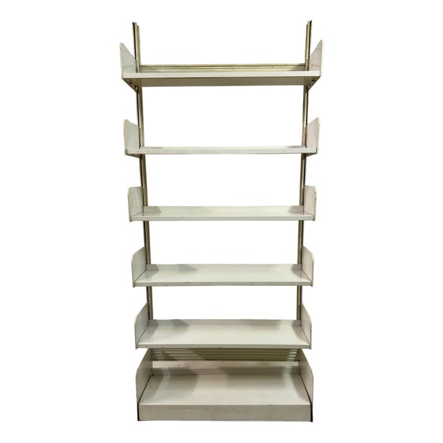 Industrial Congresso Bookcase or Shelving System in White Steel by Lips Vago, 1960s For Sale