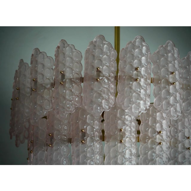 Early 21st Century Round Chandelier in Pink Art Glass and Brass, 2000 For Sale - Image 5 of 10