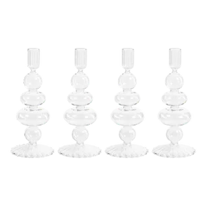 Tancredi 8.75" Glass Taper Candle Holders, Set of 4