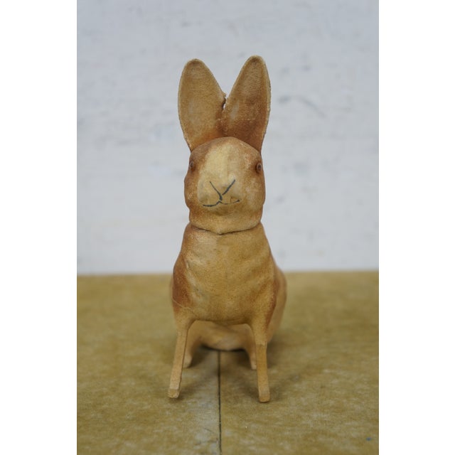 Antique German Paper Mache Easter Bunny Rabbit Candy Container 6" For Sale - Image 4 of 13