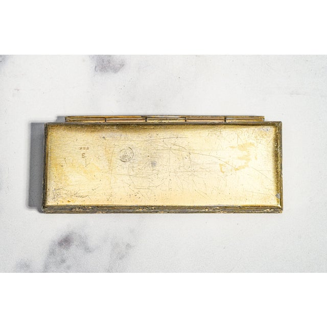 Heavy Antique Meriden Stamp Box Gold Gilt Desk Paperweight Accessory Home Office Decor For Sale - Image 12 of 13