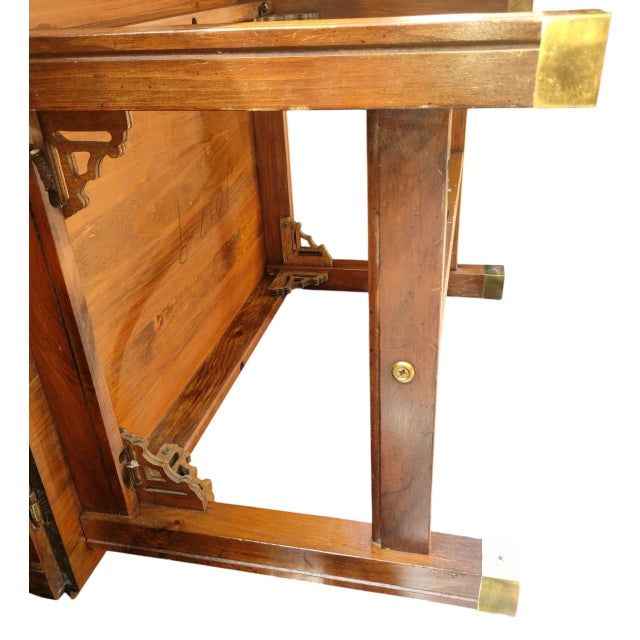 Classic Baker Brass Hardware Chippendale Butler's Tray Coffee Table With Hinged Drop-Down Leaves For Sale In Raleigh - Image 6 of 8